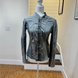 XCVI Gray Cotton Blend Fabric